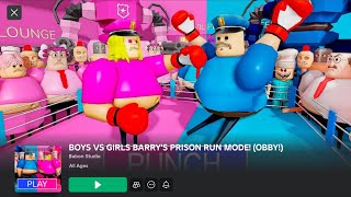 BOYS VS GIRLS BARRYS PRISON RUN MODE Roblox game complete play through [upl. by Assirhc]