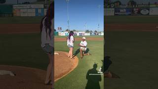 First pitch turned into a proposal baseball milb mlb proposal taylorswift [upl. by Newkirk791]