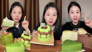 Asmr Eat Matcha and Taro Desserts A Delicious Selection of ChineseInspired Cakes and Sweets [upl. by Otsirc]