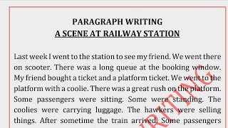 Paragraph Writing  A Scene At Railway Station  English to Hindi [upl. by Wobniar]