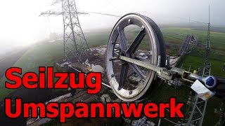 110KV Freileitung Seilzug ins Umspannwerk [upl. by Ilyk]