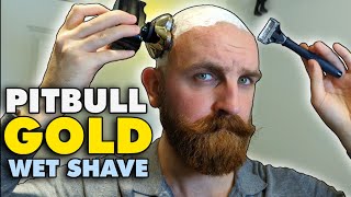 FIRST TIME Using Skull Shaver Pitbull Gold PRO on Wet Head  Better than Razor Bald Head Shaving [upl. by Enileda]