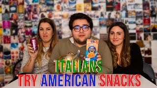 Italians Try American Snacks  My American Market [upl. by Ardnoyek407]