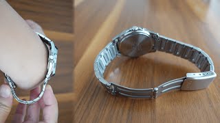 How to adjust the watch strap three fold push type／腕時計ベルト調整方法 [upl. by Naida]