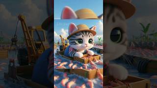 Cute cat working in a shrimp farm funny ultraman cat cat ai cute [upl. by Dlarej]