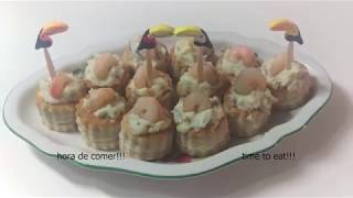 vol au vent con gambas y gulas vol au vent with prawns and baby eels [upl. by Ahtela]