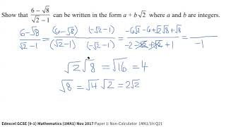 SURDS Rationalising the denominator GCSE Maths question [upl. by Serles]