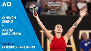 Qinwen Zheng v Aryna Sabalenka Extended Highlights  Australian Open 2024 Final [upl. by Leban202]