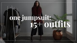 One Jumpsuit 15 Outfit Ideas  How to Style Wardrobe Essentials  Capsule Closet [upl. by Garzon]