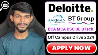 Deloitte amp Harman Hiring Freshers  Off Campus Drive 2024 [upl. by Ferrand339]