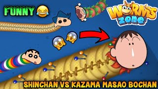 Bochan became big worm 😱  shinchan and his friends playing worms zoneio 🐛  funniest game ever 😂 [upl. by Artenak]