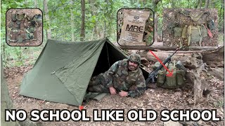 Solo Overnight Practicing Misery in The Woods with Old School Military Gear [upl. by Eckart]