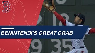 Benintendi leaps for a terrific catch in Game 2 [upl. by Ecnarretal]