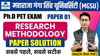 PhD in MGSU University  RESEARCH METHODOLOGY  PET Exam 2024 Paper 01  PAPER SOLUTION [upl. by Aivatnuhs]