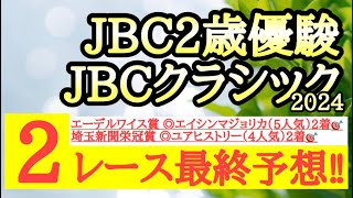 【JBC2歳優駿・JBCクラシック2024】最終予想！門別は走破タイムが良いあの馬注目！クラシックは直線短いコースであの馬に期待だ！ [upl. by Isla]