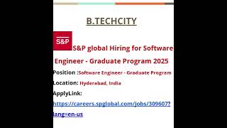 SampP global Hiring for Software Engineer  Graduate Program 2025 latestjobs youtubeshorts [upl. by Buskus]