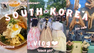 KOREA VLOG🇰🇷BTS café hanbok kpop random danceblack in korea✨  HS study abroad ep4🌏 [upl. by Yul]