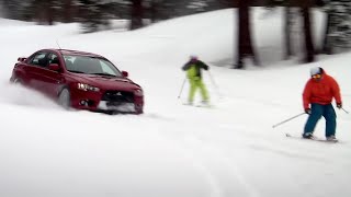 Evo vs Skiers  Top Gear USA [upl. by Leinto]