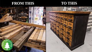 Apothecary Cabinet Workbench Made From Pallet Wood Worktop Offcuts and Oak Flooring [upl. by Sliwa]