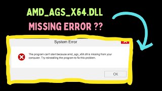 AMDAGSX64DLL Missing Error FIXED in 2024 [upl. by Rod]