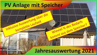 Lohnt sich meine PV Anlage Solaranlage mit Speicher  Jahresauswertung 2021  96 KWP 98 KWH Akku [upl. by Auhesoj]