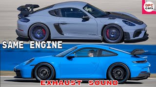 Porsche GT3 vs GT4 RS Same Engine Different Exhaust Sound [upl. by Darbee]