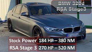 BMW F30 320d 270hp 520nm  RSA Motorsports Stage3  100  200 kmh Test  Hybrid Turbo  Intercooler [upl. by Lindon]