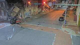 VIDEO  Fatal crash as fleeing car causes building collapse in Baltimore [upl. by Akenat]