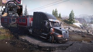 Transporting an RV semitrailer  SnowRunner Season 11  Thrustmaster TX [upl. by Eniluap801]