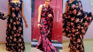 Saree style gown  talented Ritu Ishan Jaisi dress  two in one dress [upl. by Anilatak]