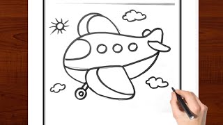 Aeroplane Drawing for kids  How to draw aeroplane easy  aeroplane drawing step by step [upl. by Donela]