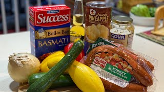 Watch Me Make Skillet turkey Kielbasa And Pineapple Over Rice [upl. by Elohc]