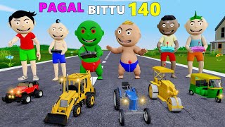 Pagal Bittu Sittu 140  Jcb Tractor Wala Cartoon  Gadi Wala Cartoon  Bittu Sittu Toons [upl. by Yditsahc601]