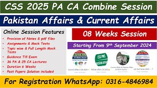 Current Affairs and Pakistan Affairs Combine Session  CSS  PMS  FPSC  2025 [upl. by Bagger]