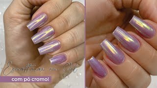 Como fazer Esmaltação em Gel com Pó Cromo nas unhas [upl. by Whitelaw281]