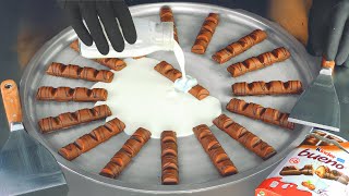 ASMR  massive kinder Bueno Ice Cream Rolls  how to make Ice Cream with lots of Chocolate Bars  4k [upl. by Lerej]