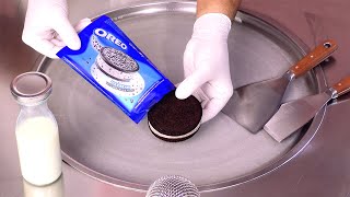 How to turn a GIANT OREO Ice Cream Sandwich into Ice Cream Rolls  ASMR no talking [upl. by Eniluap]