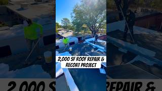 2000 sf roof repair amp recoat Pressure washed 2 coats emulsion amp 2 coats of roof coating roofing [upl. by Bloomer]