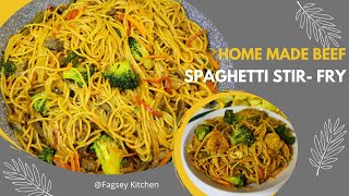 Homemade Spaghetti Stir Fry Cooking Tutorial with Beef and Veggies [upl. by Edlun]