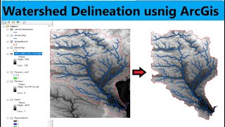 How to use a DEM to delineate a WatershedBasin in ArcGIS  Determine Catchment area using ArcMap [upl. by Tlevesor]