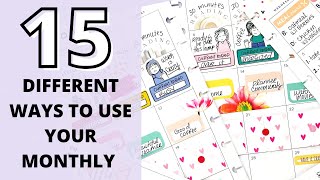 15 DIFFERENT WAYS TO USE YOUR THE MONTHLY IN YOUR PLANNER  HAPPY PLANNER [upl. by Angie]