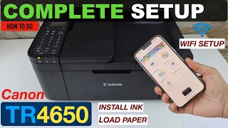 Canon Pixma TR4650 Setup Install Setup ink Load Paper Wireless Setup iPhone Canon Print App [upl. by Llemhar194]