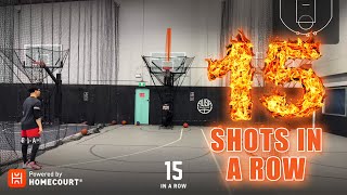 Basketball Automatic 3pointers 15 in a row with HomeCourtAi App 🏀 🔥 [upl. by Alusru]