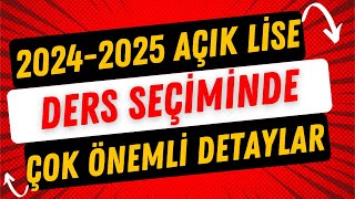 Açık Lise Ders Seçimi Nasıl Yapılır20242025 [upl. by Monagan]