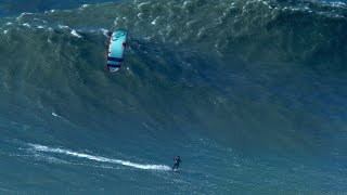 BIGGEST Wave Kite Surfed by Nuno Figueiredo at Nazare  Hard Rock version [upl. by Philipa]