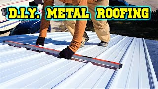 How to install 5Rib Metal Roofing panels on solid sheet decking for beginners [upl. by Atined]