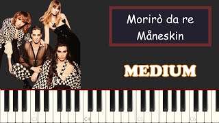 Måneskin  Morirò da re  Piano Tutorial MEDIUM [upl. by Gristede]