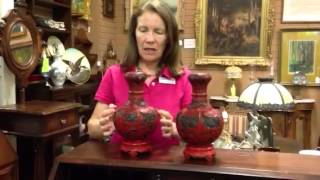 Asian Antiques Antique Chinese lacquer cinnabar vases from our antiques mall at Gannons Antiques [upl. by Einaej842]