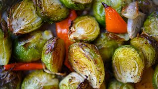 How to Make Roasted Brussels Sprouts with Red Peppers amp Shallots [upl. by Enelad314]