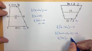 Trapezoid midsegment with algebra [upl. by Eira658]